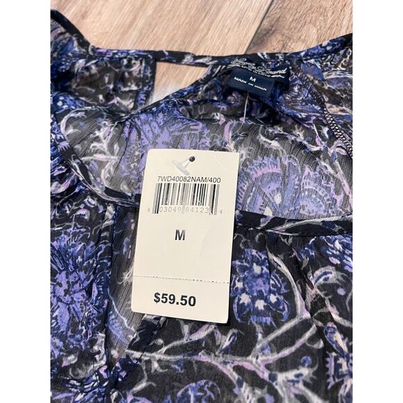 NWT Lucky Brand Live in Love Womens Sz Medium Sheer Blouse Boho Peasant - Picture 3 of 15